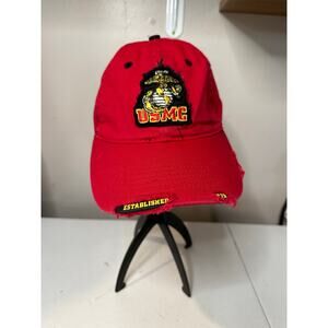 USMC Red Baseball Hat with Eagle, Globe, and Anchor Logo - Great Condition
